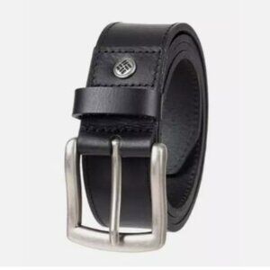 NEW Columbia Men's XL Leather Belt Black Fits Pants With Metal Buckle